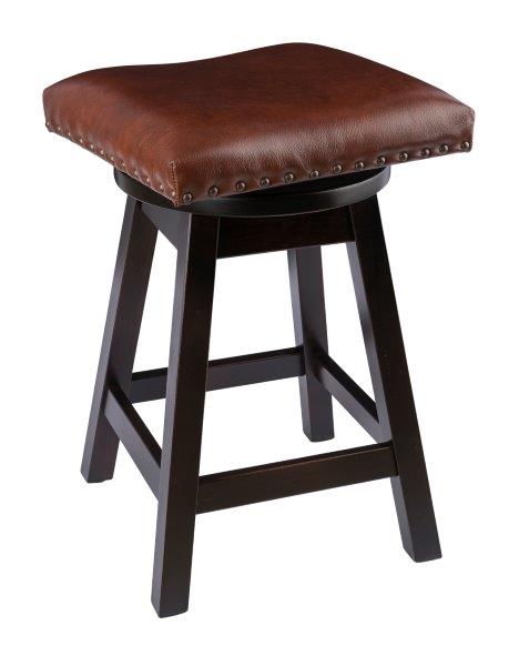 Rustic Bar Stool – Urban Swivel Stool in Maple Wood with Leather Seat