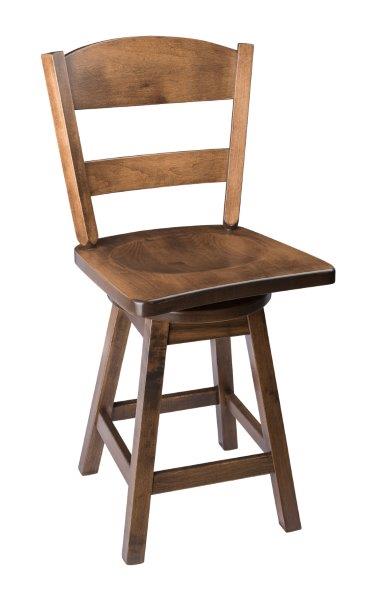 Rustic Bar Stool – Urban Swivel Stool in Maple Wood with Classic Back