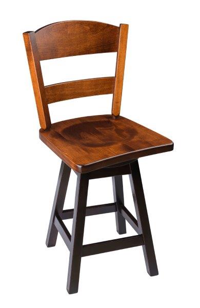 Rustic Bar Stool – Urban Swivel Stool in Maple Wood with Classic Back – Two Tone