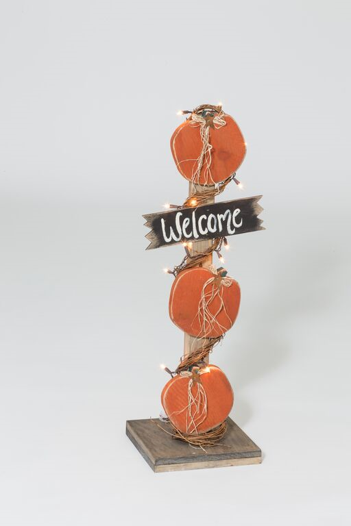 Primitive Wooden Pumpkin Welcome Sign