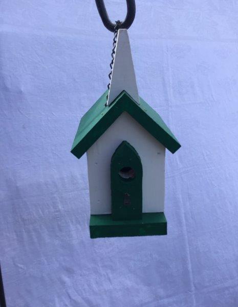 Small Church Bird House w/ Chain Hanger & Clean Out