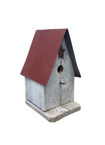 Barn Wood Wren Bird House with Wire Hanger & Clean Out