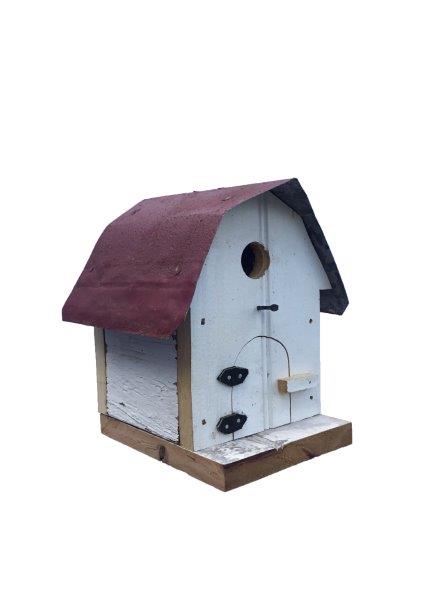 Hip Roof Barn Bird House with Wire Hanger & Clean Out