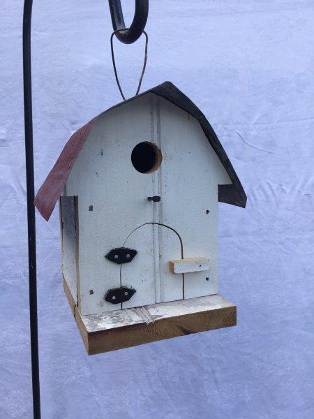 Hip Roof Barn Bird House with Wire Hanger & Clean Out