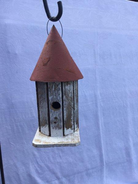 Small Round Tower Bird House w/ Wire Hanger & Clean Out