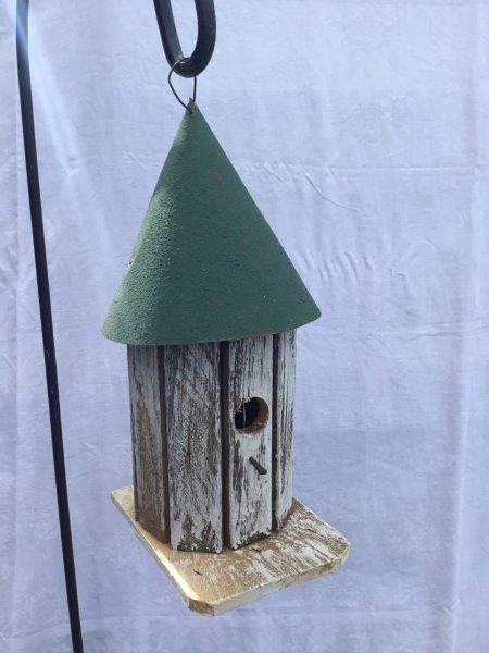 Small Round Tower Bird House w/ Wire Hanger & Clean Out