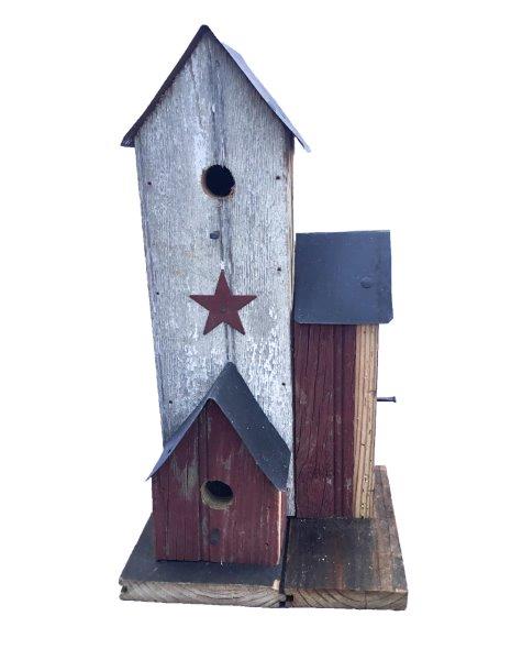 Barn Wood Bird Town Bird Houses – 3 Houses with Perches