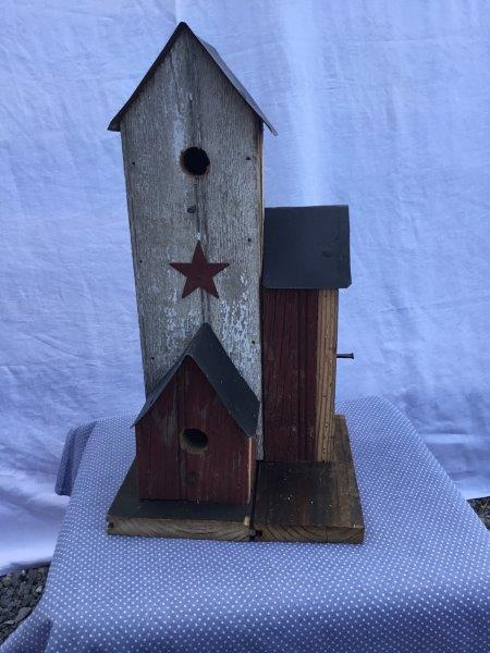 Barn Wood Bird Town Bird Houses - 3 Houses with Perches