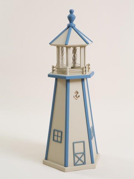 Beige with Blue Wood Lighthouse in  3ft / 4ft / 5ft