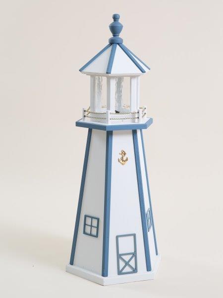 White with Blue Wood Lighthouse in 3ft / 4ft / 5ft