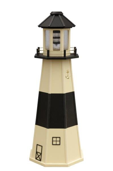 Beige with Black Wood Lighthouse in 3ft / 4ft / 5ft – Absecon, NJ Replica