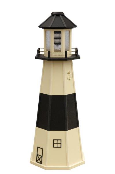 Beige with Black Wood Lighthouse in 3ft / 4ft / 5ft – Absecon, NJ Replica