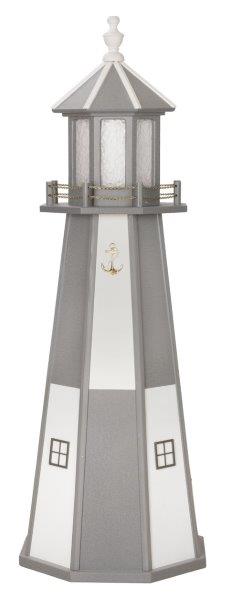 White with Gray Checkered Poly Lumber Lighthouse in 3ft / 4ft / 5ft
