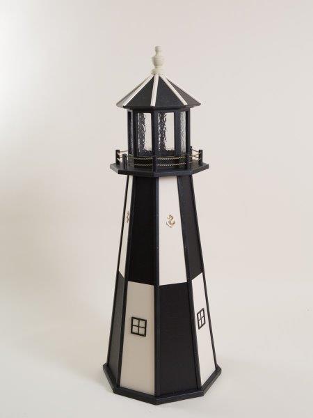 Black and White Checkered Poly Lumber Lighthouse in 3ft / 4ft / 5ft