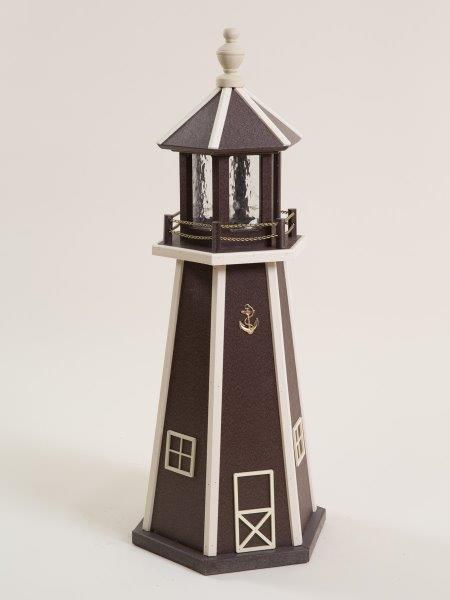 Brown with Beige Trim Poly Lumber Lighthouse in 3ft / 4ft / 5ft