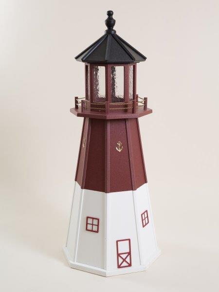 Red and White Poly Lumber Lighthouse in 3ft / 4ft / 5ft – Barnegat, NJ Replica