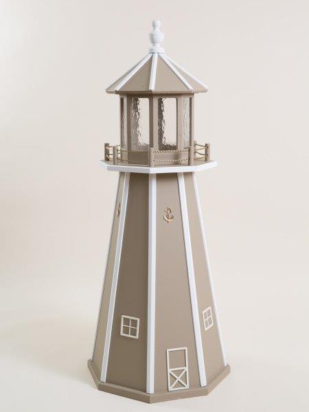 Clay with White Trim Poly Lumber Lighthouse in 3ft / 4ft / 5ft