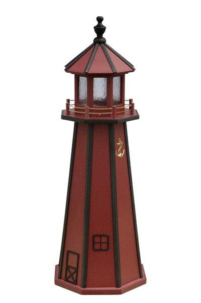 Red with Black Poly Lumber Lighthouse in 3ft / 4ft / 5ft