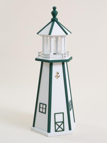 White with Green Poly Lumber Lighthouse in 3ft / 4ft / 5ft