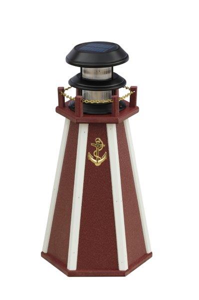 Solar Accent 18 Inch Lighthouse in Poly Lumber – Red & White
