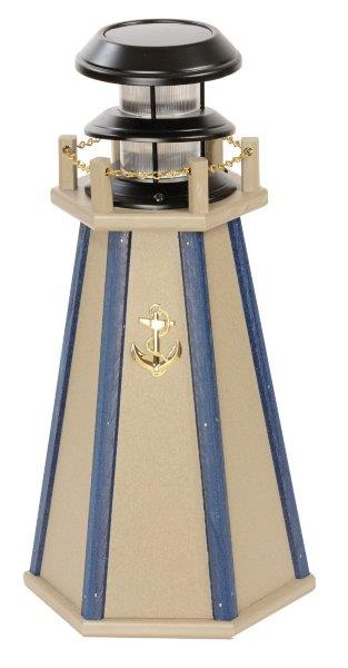 Solar Accent 18 Inch Lighthouse in Poly Lumber – Clay & Blue
