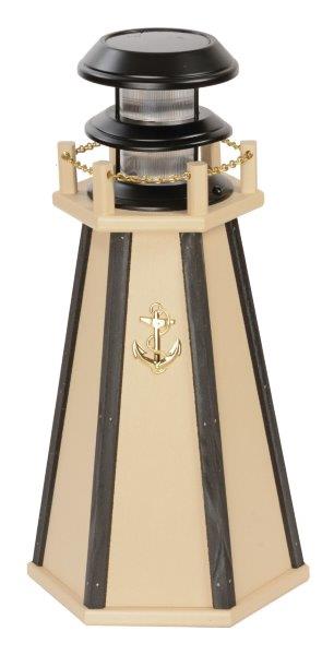 Solar Accent 18 Inch Lighthouse in Poly Lumber – Ivory & Black