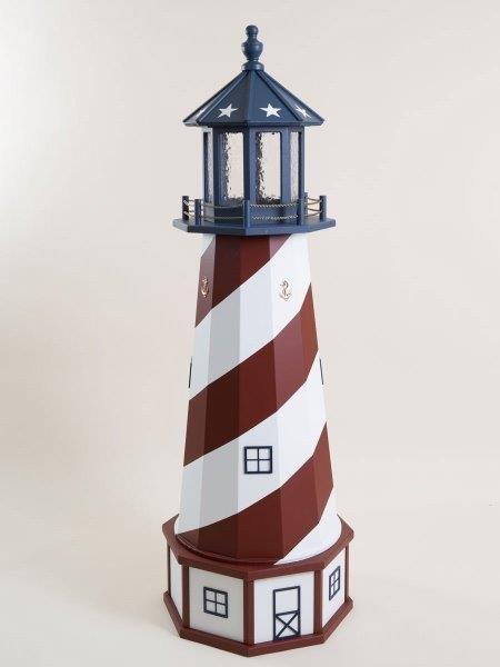 Deluxe Hybrid Lighthouse with Poly Top and Base – American – Red, White, & Blue