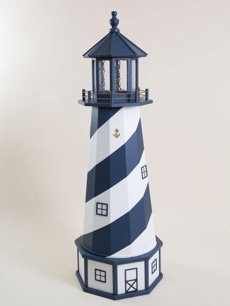 Deluxe Hybrid Lighthouse with Poly Top and Base – Navy Blue & White