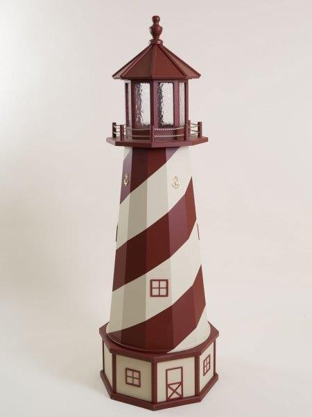 Deluxe Hybrid Lighthouse with Poly Top and Base – Red & Beige