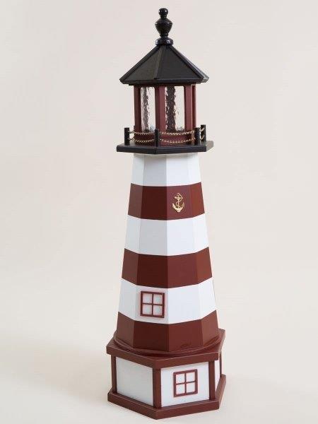 Deluxe Hybrid Lighthouse with Poly Top and Base – Assateague, VA Replica (Red & White)
