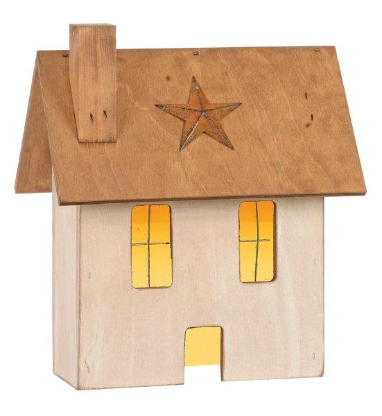 Primitive Lighted Pine Keystone House – 3 Size & 4 Color Options