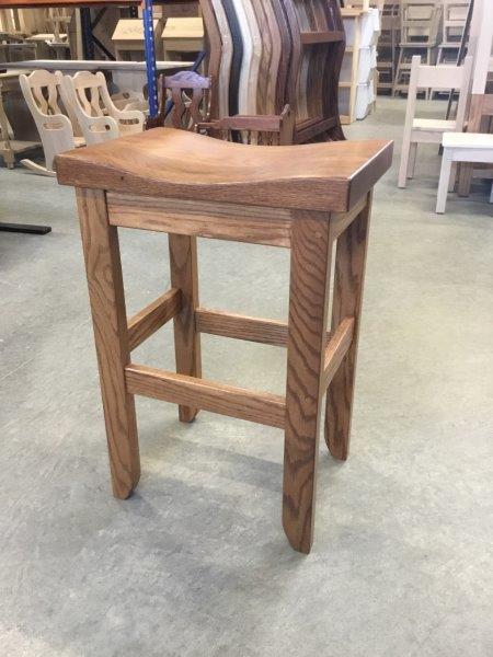 Oak Saddle Top Stool in Dining, Counter, or Bar Height