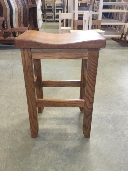 Oak Saddle Top Stool in Dining, Counter, or Bar Height