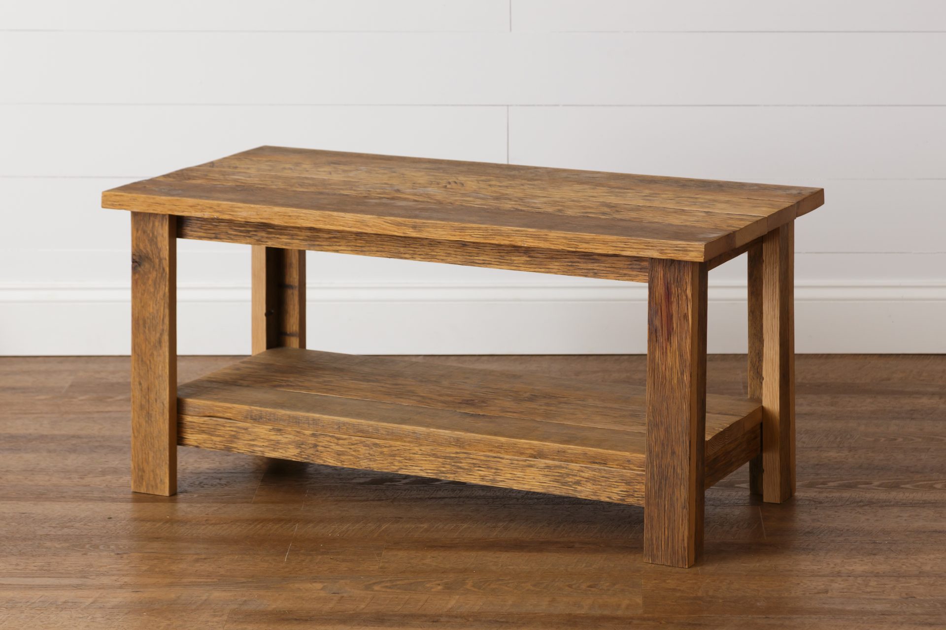 Rustic Reclaimed Oak Coffee Table with Shelf