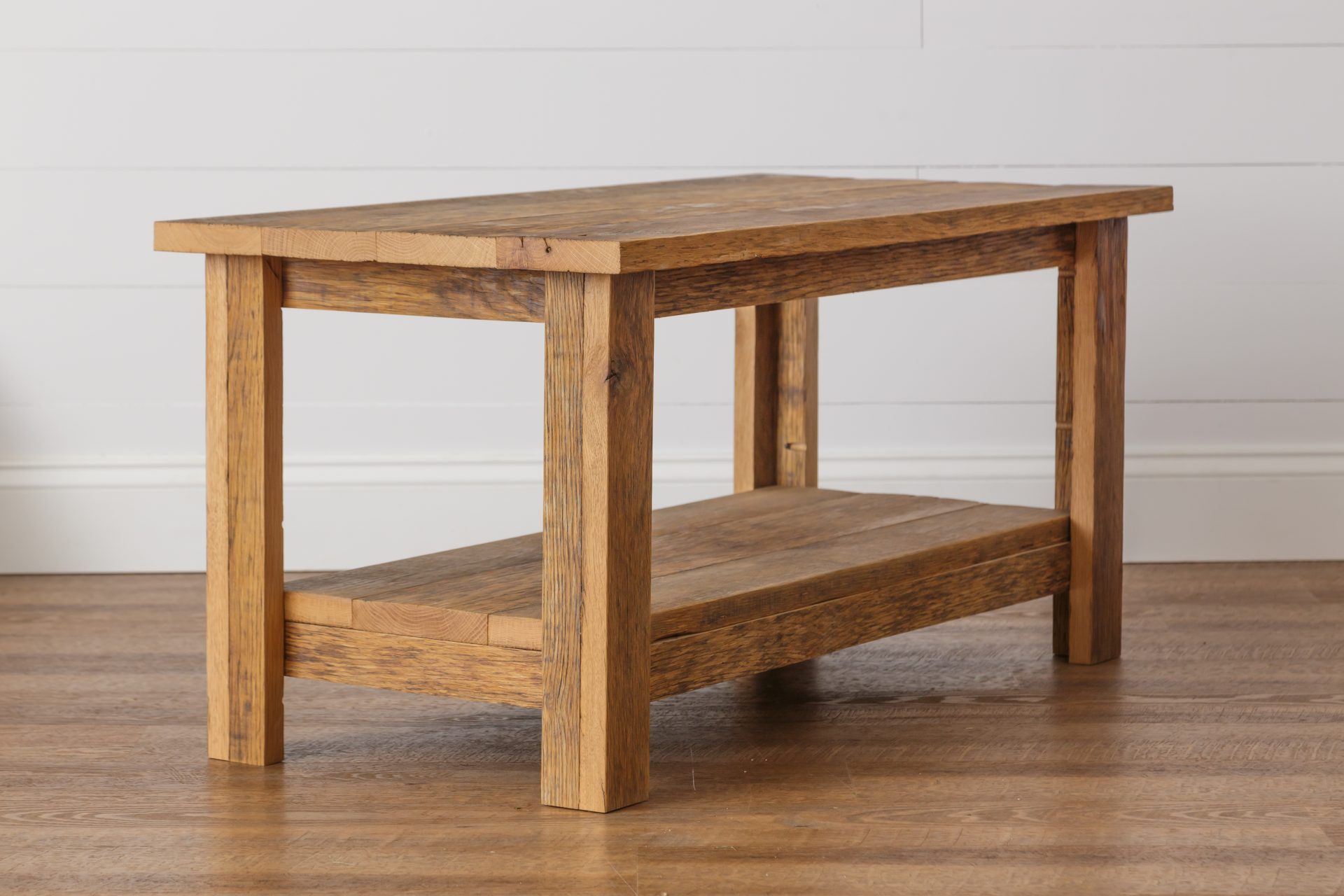 Rustic Reclaimed Oak Coffee Table with Shelf