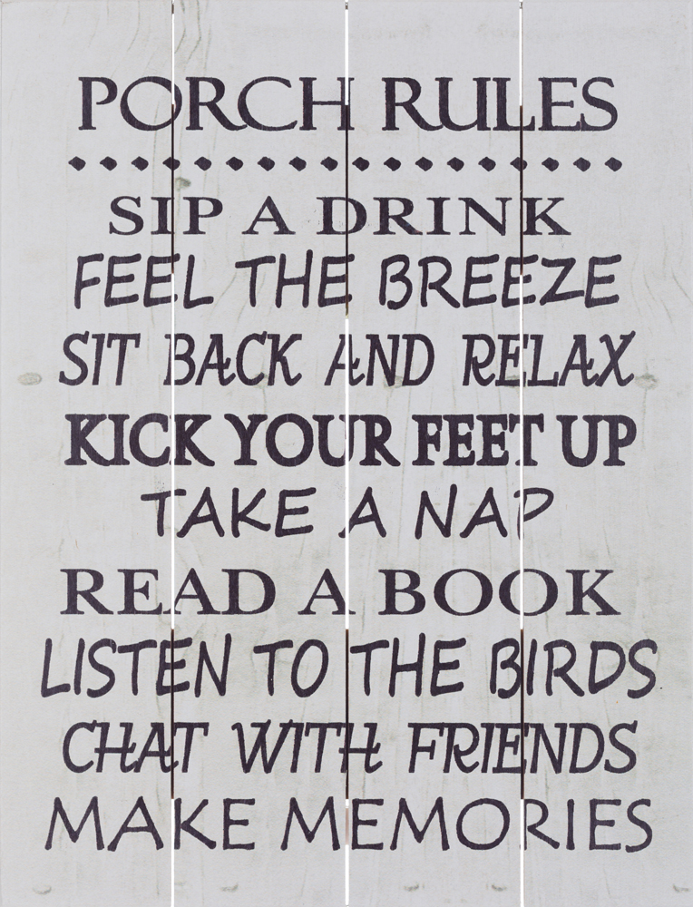 Wood Pallet Art – Porch Rules (White)