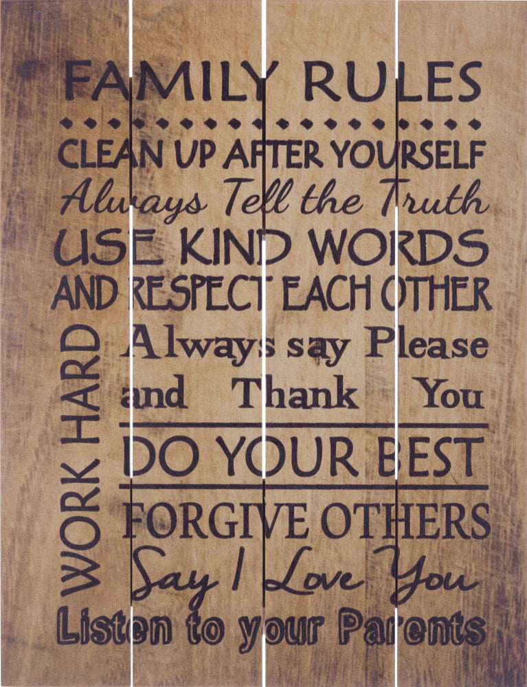 Wood Pallet Art -Family Rules (Brown)