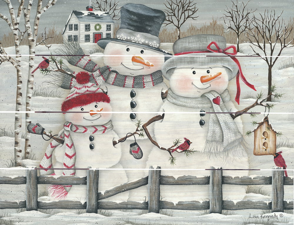 Wood Pallet Art – The Snowman Family