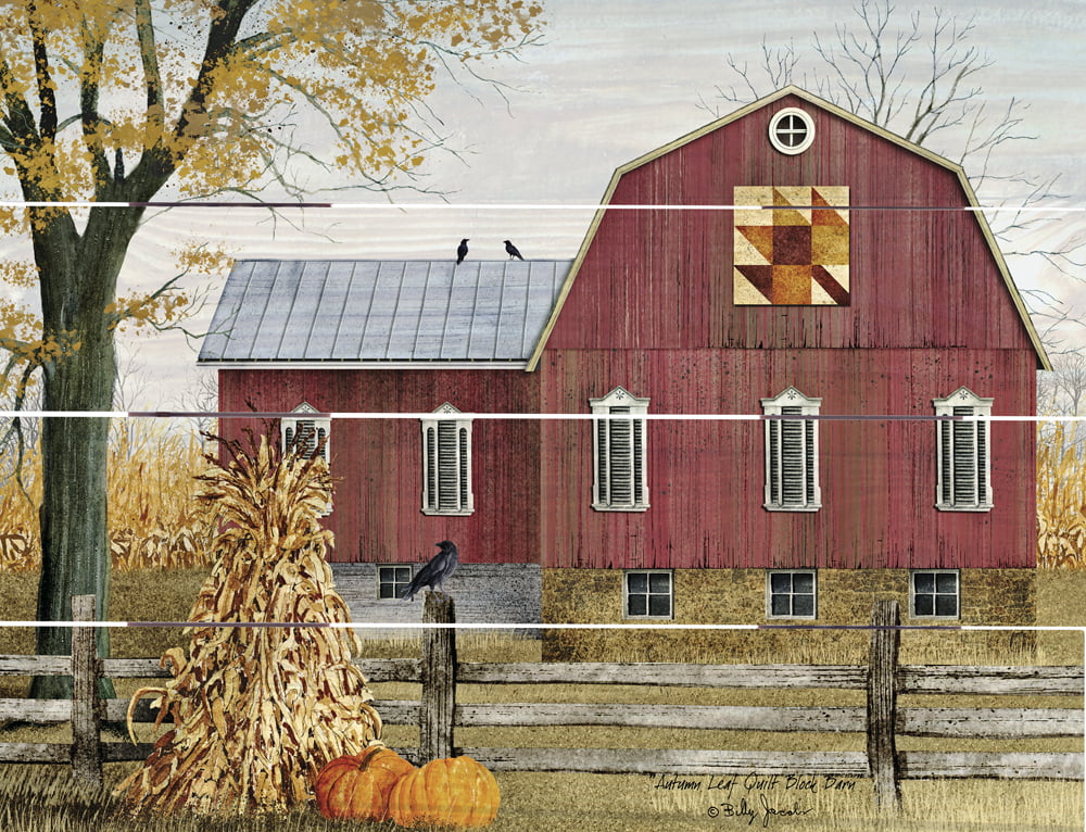 Wood Pallet Art – Autumn Leaf Quilt Block Barn