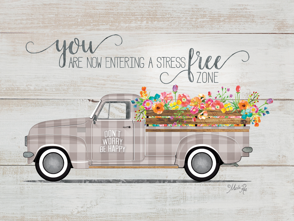 Wood Pallet Art – Stress Free Zone – Vintage Truck