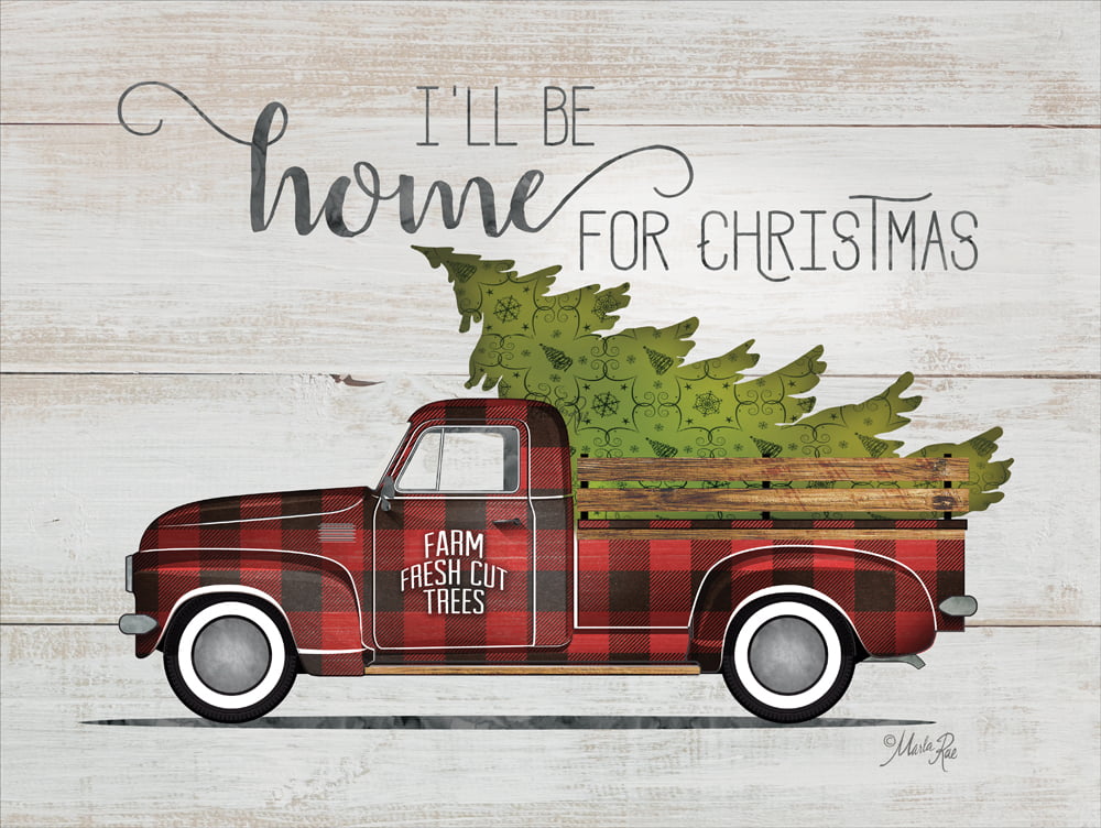 Wood Pallet Art – Home for Christmas – Vintage Truck