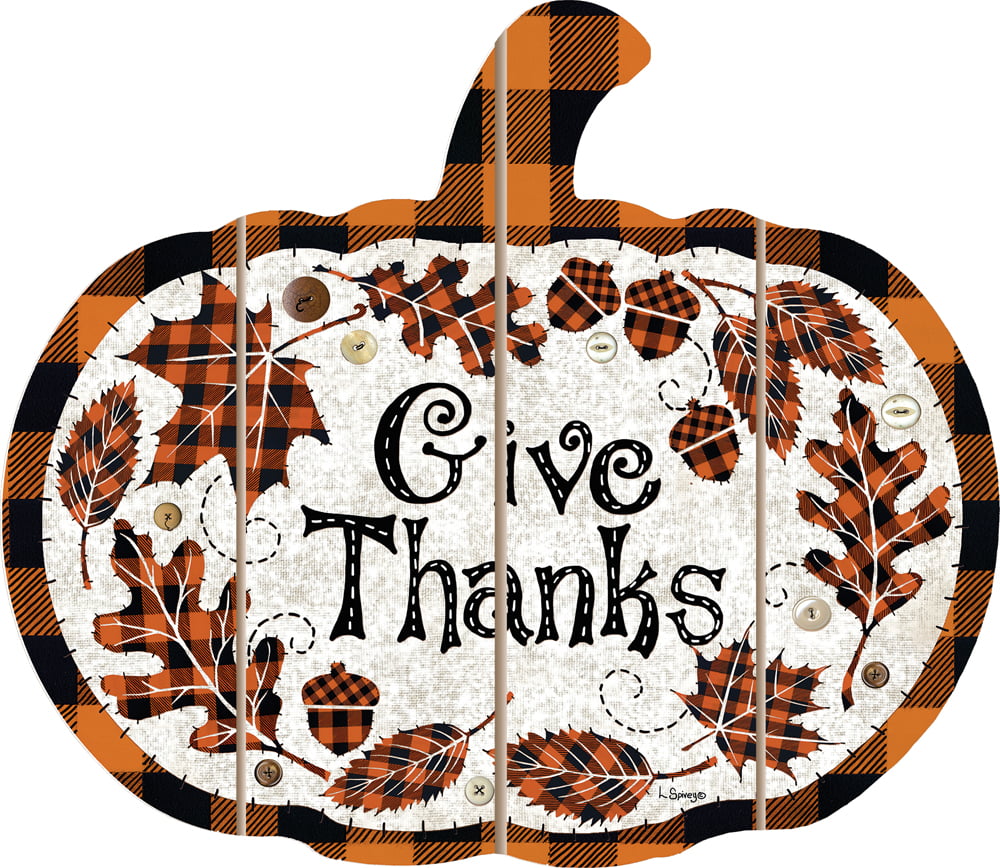 Cut Out Pallet Art – Give Thanks – Buffalo Checkered