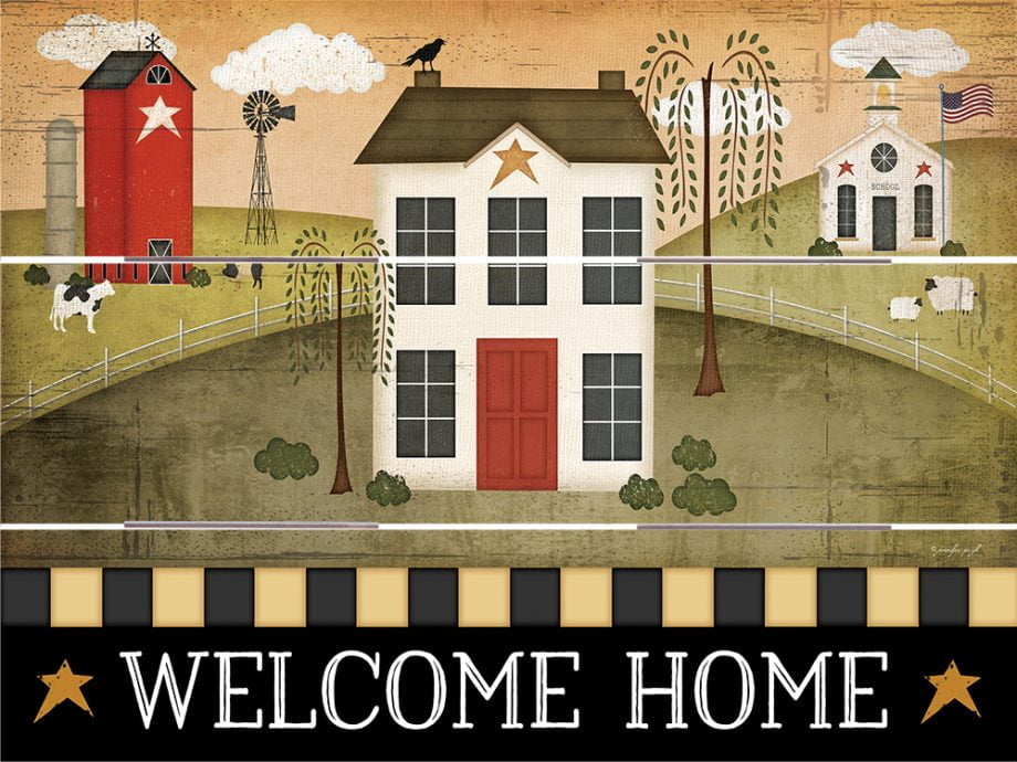 Wood Pallet Art – Welcome Home- House, Farm and Church