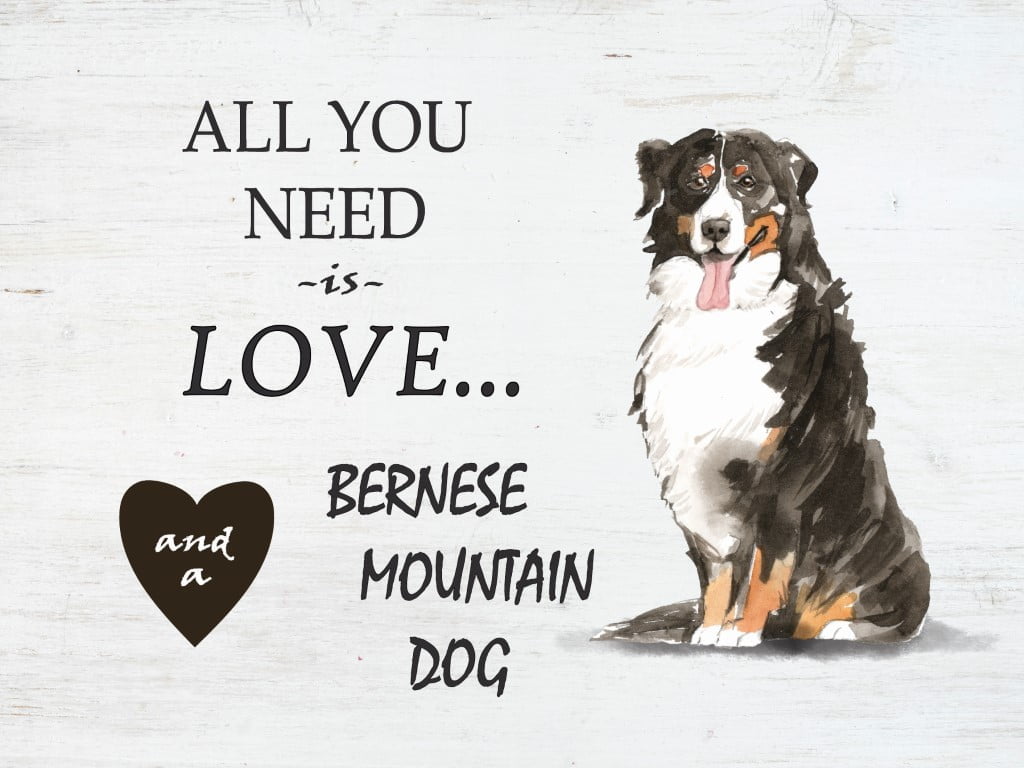 Wood Pallet Art - Love and a Bernese Mountain Dog