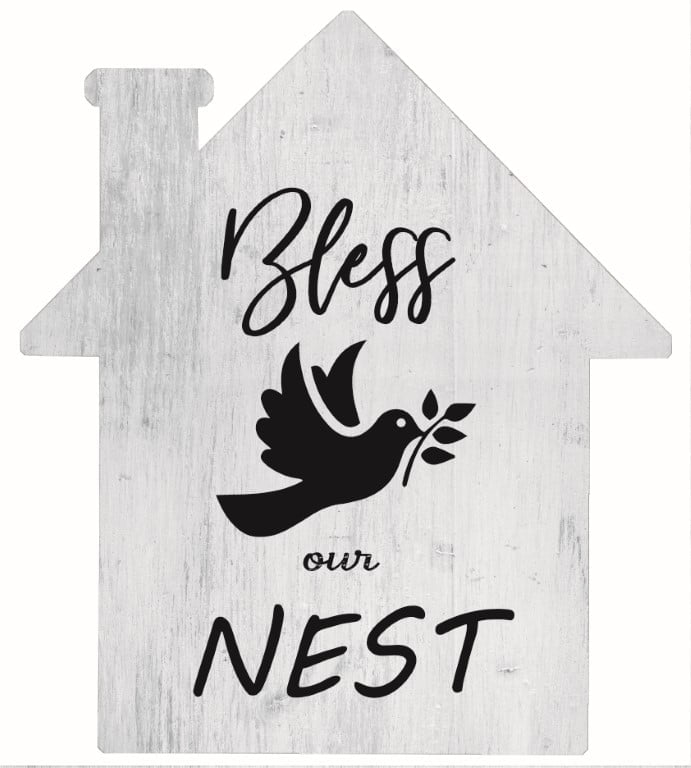 Bless Our Nest – House Cut Out Wood Wall Art