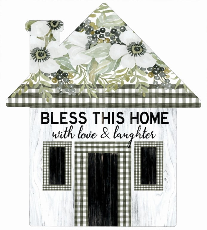 Bless This Home with Love – House Cut Out Wood Wall Art