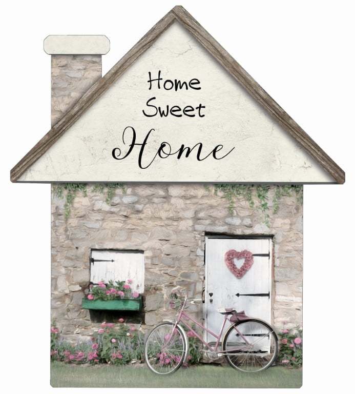 Home Sweet Home Bike – House Cut Out Wood Wall Art