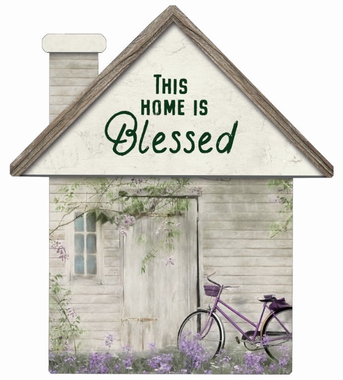 This Home is Blessed with Bike – House Cut Out Wood Wall Art