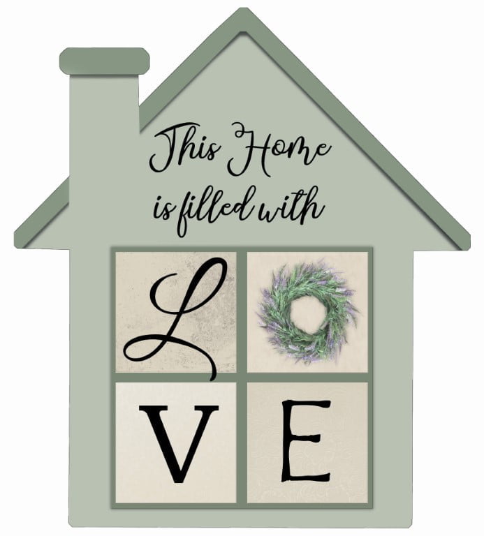 This Home is Filled – House Cut Out Wood Wall Art