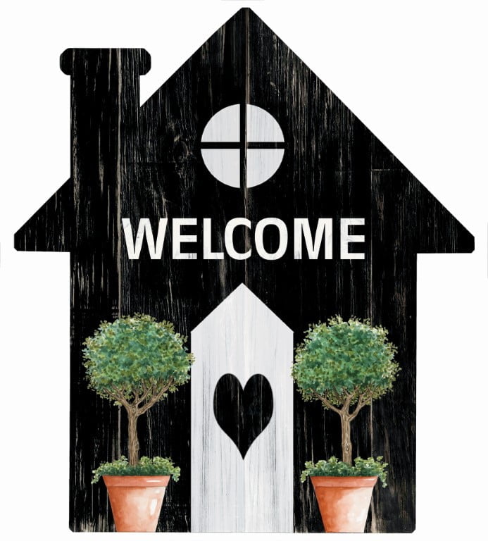 Welcome – House Cut Out Wood Wall Art